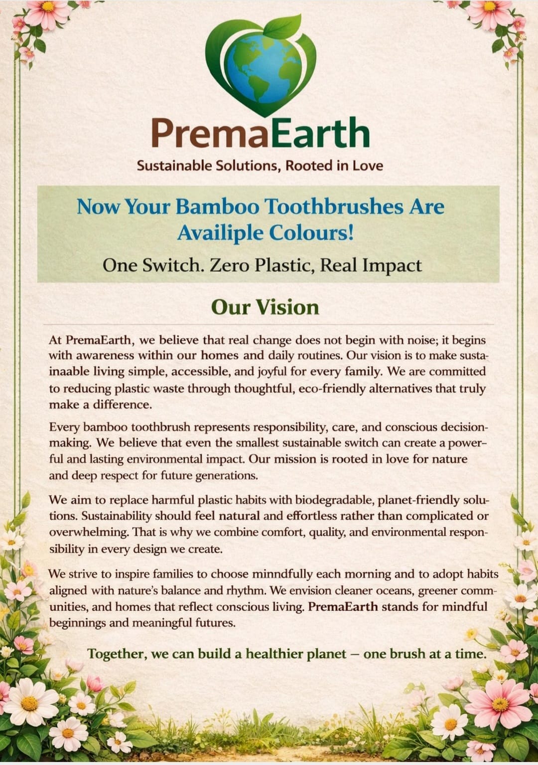 PremaEarth - Our Vision for Sustainable Living - One Switch, Zero Plastic, Real Impact