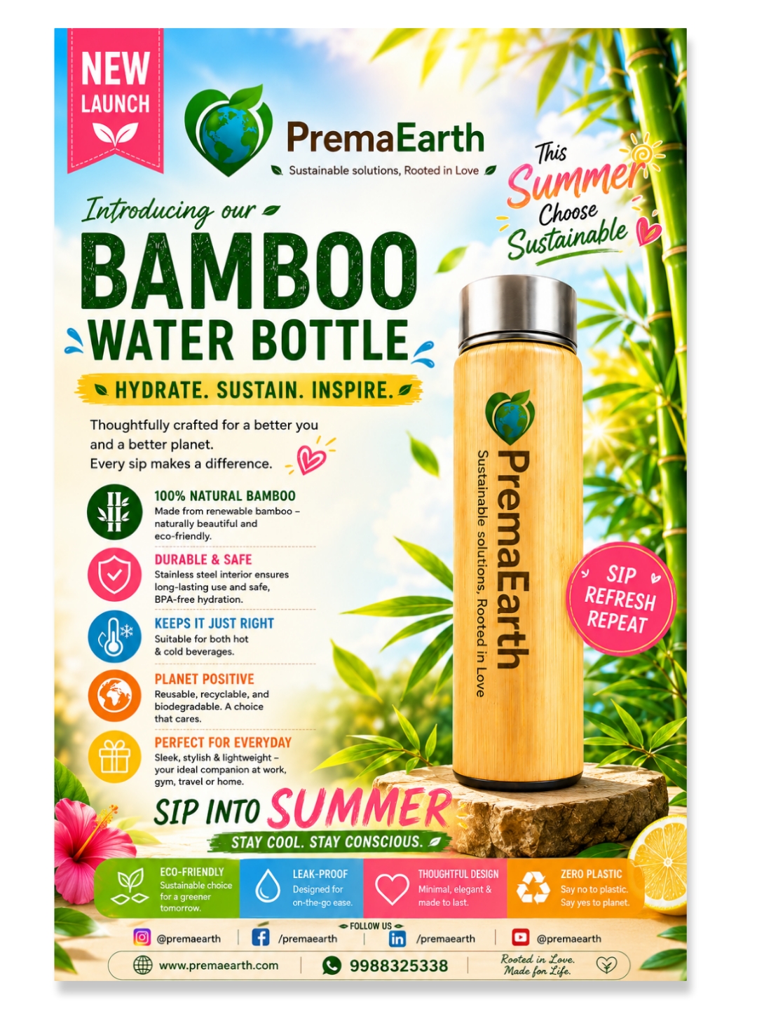Bamboo Water Bottle